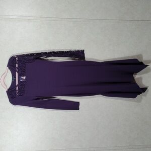2/$10 04143 INC International Concepts purple L/S mermaid maxi dress S NWT
